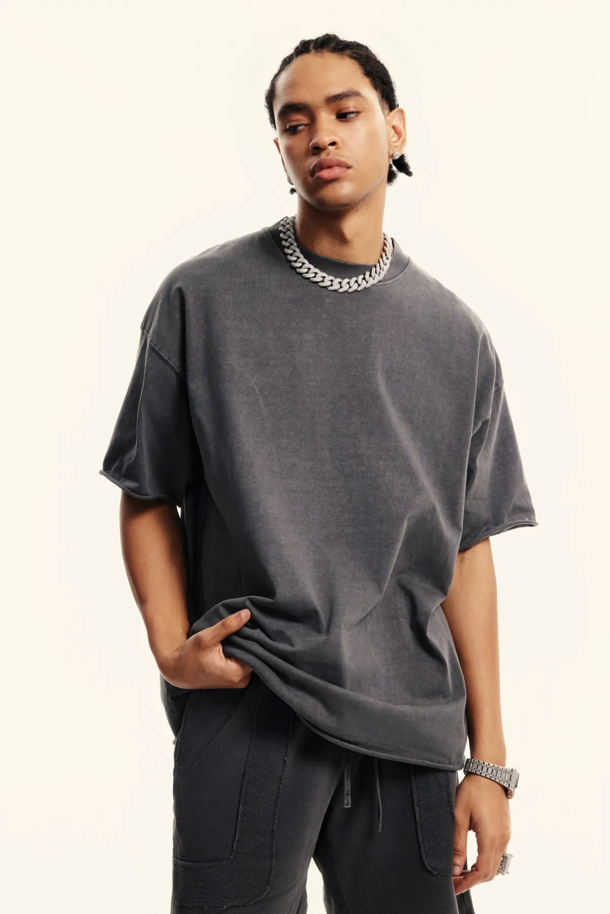 Distressed 100% Cotton Tee  - Thumbnail Image